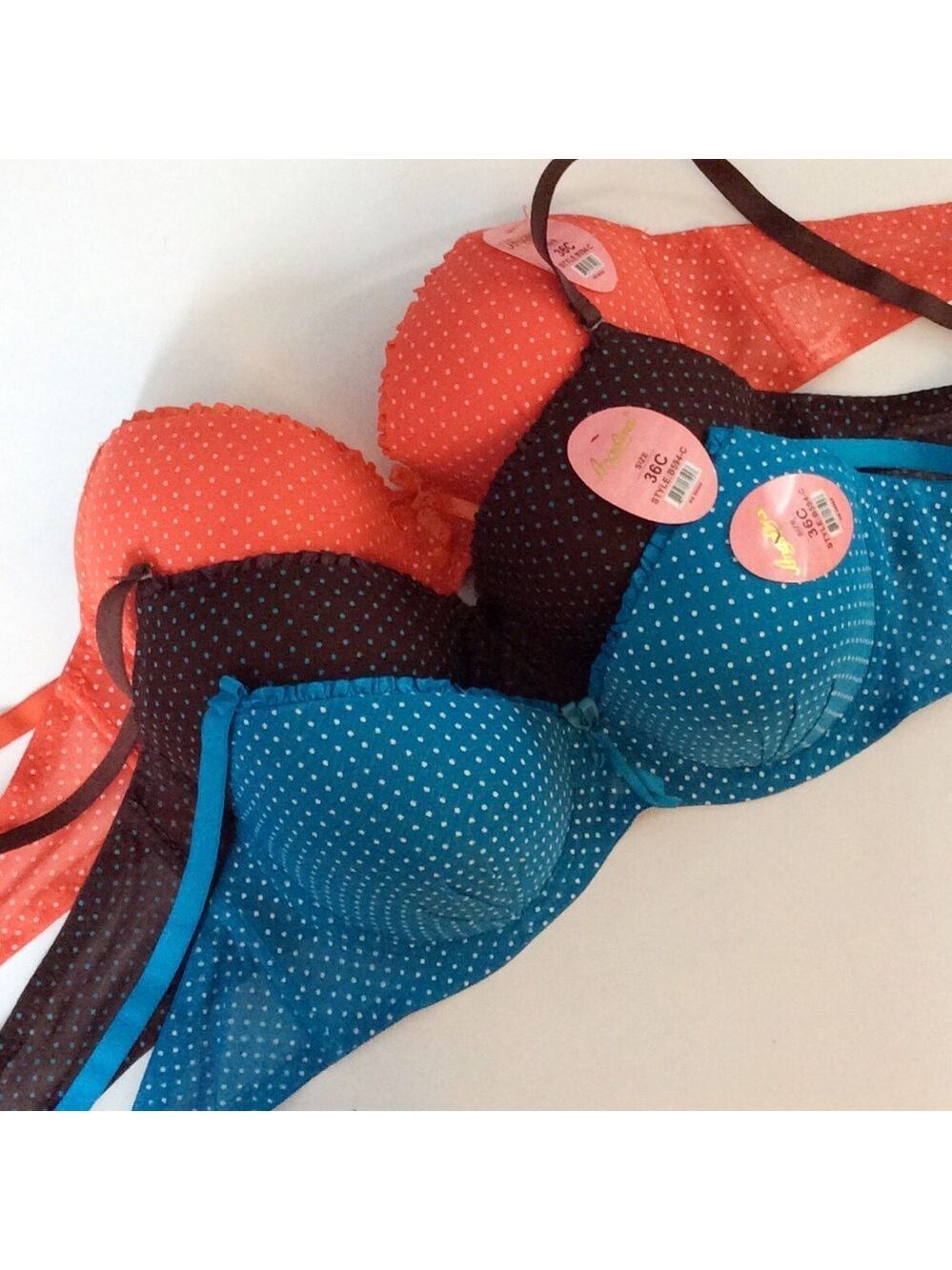 3 Ladies Polkadot Underwire Bra’s NWT